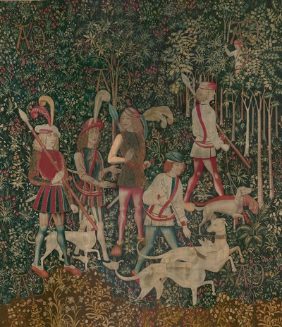 Les chasseurs entrent dans les bois, c.1500 - Netherlandish School